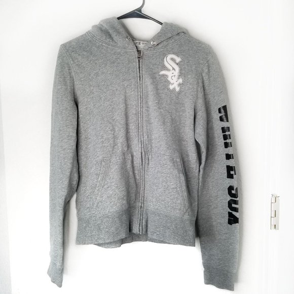 Pink Victoria’s Secret Gray White Sox Baseball Full Zip Hoodie Large - Picture 2 of 14